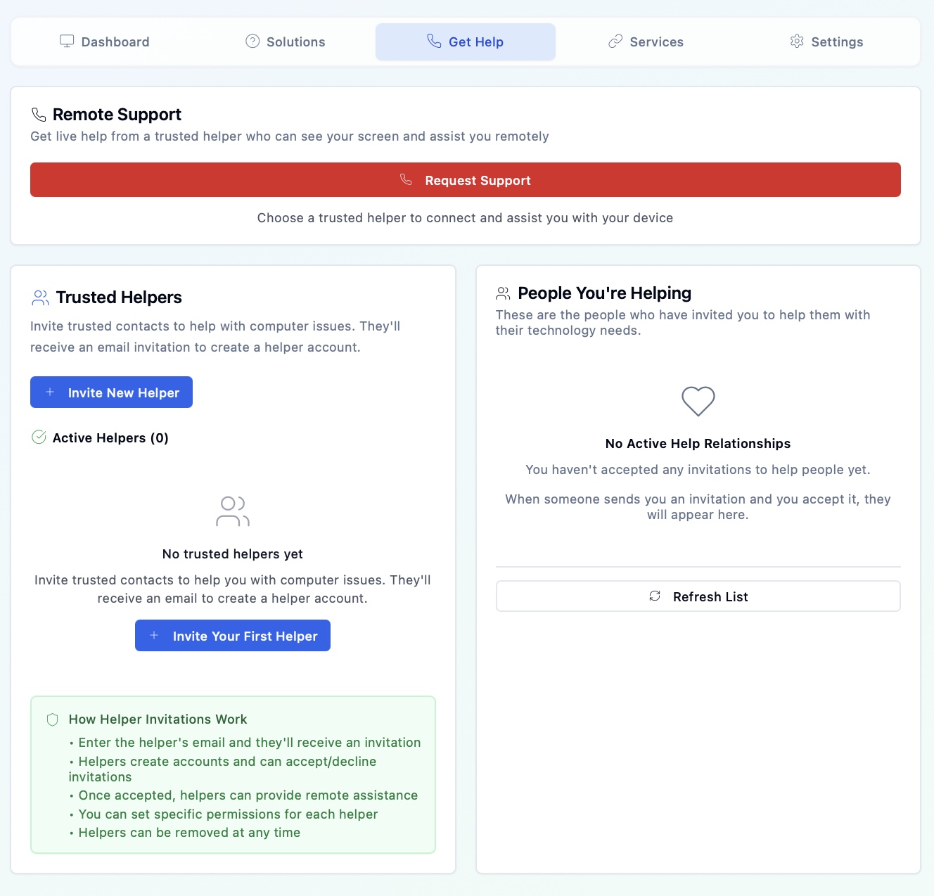 Remote Support Interface